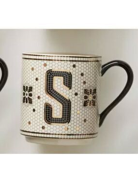 Anthropologie Tiled Margot Monogram Coffee Mug S